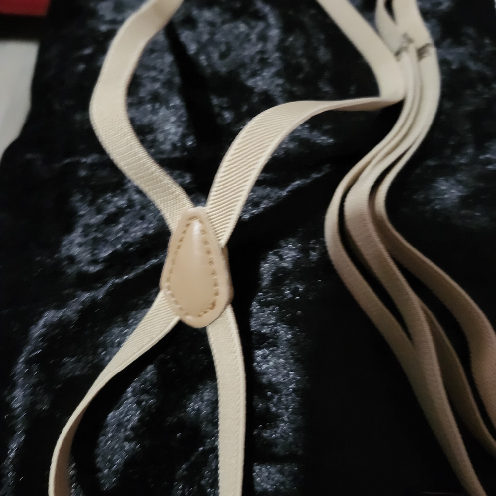 Beige Elastic Suspenders